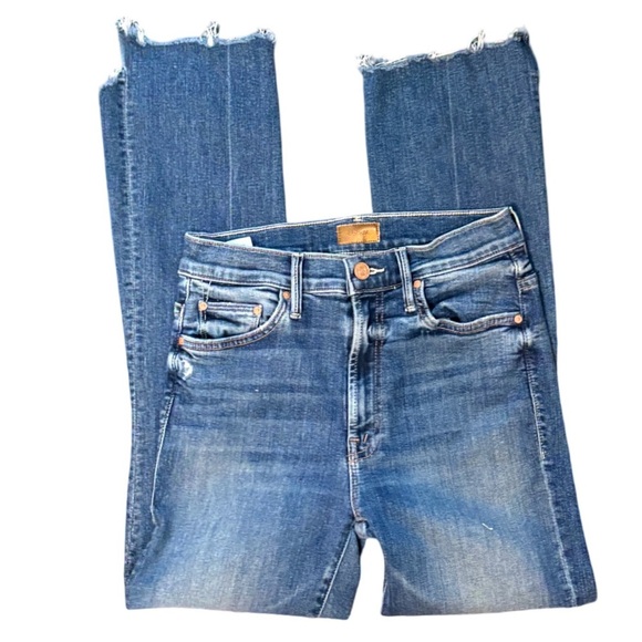 MOTHER The Insider Crop Step Chew Denim Jeans Dancing On Coals Distressed Sz 26 - Picture 4 of 12